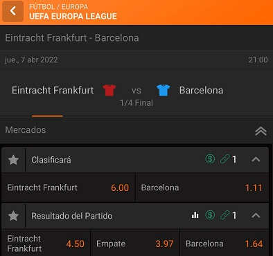 En Betsson encuentras algunas de las mejores cuotas para el Eintracht vs Barcelona