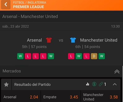 Traemos un nuevo pronostico de apuestas para el Arsenal - Manchester United de Premier League