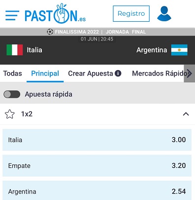 Analizamos las cuotas para la Finalissima 2022 entre Italia y Argentina en Pastón