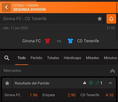 Analizamos las cuotas del Girona Tenerife y extraemos un pronostico de apuestas