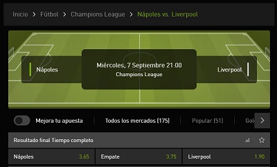 Analizamos las cuotas y extraemos un pronostico para el Napoles vs Liverpool de Champions