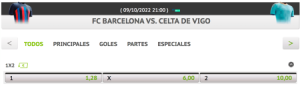 cuotas y pronosticos juegging barcelona-celta