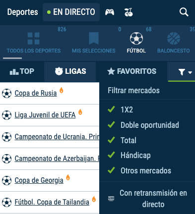 todos los mercados de apuestas de 1xbet