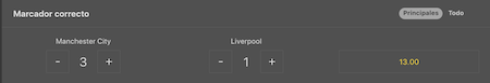 resultado exacto en bet365 entre manchester city vs liverpool 