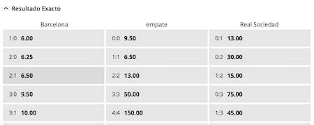 resultado exacto barça vs real sociedad en versus